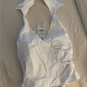 Zara White Wrap Blouse